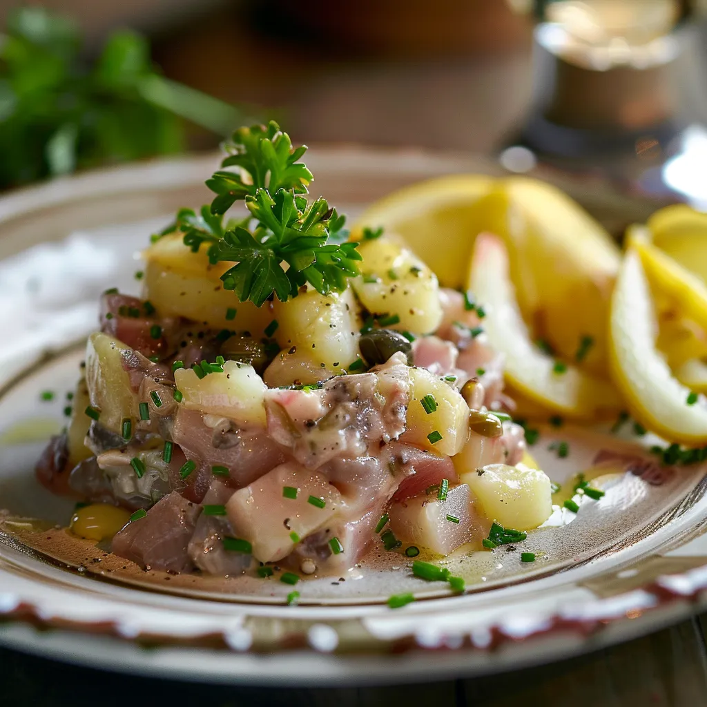 Smoked herring tartare with apples, looking delicious