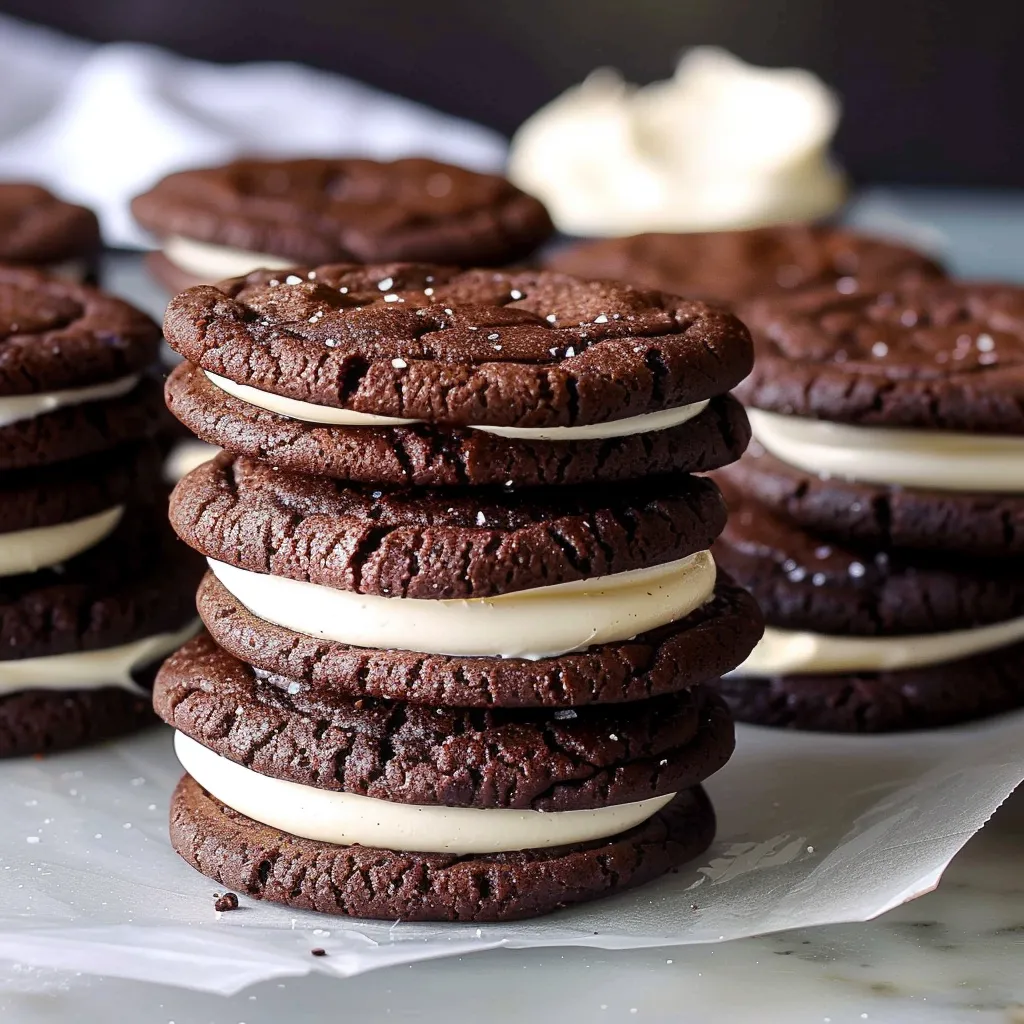See these chocolate cookies stuffed with homemade vanilla frosting