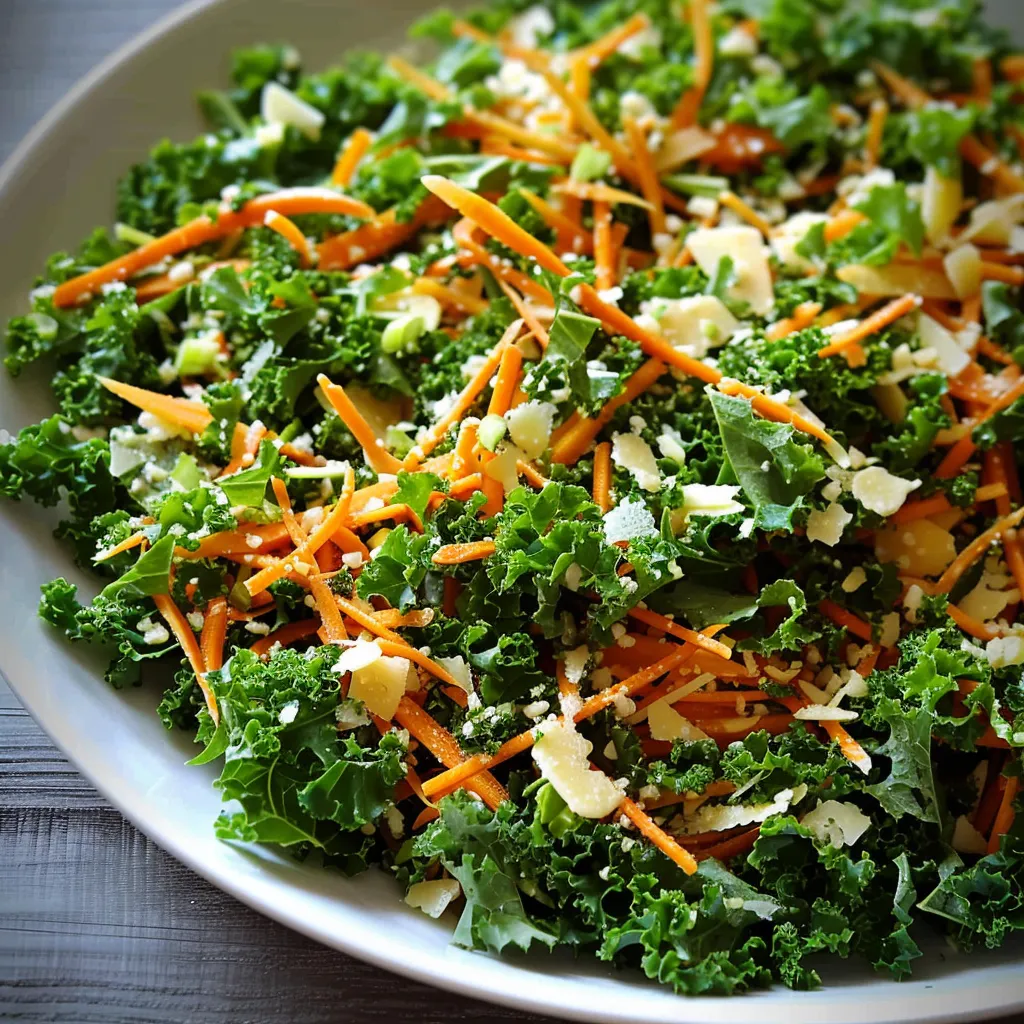 Bright kale salad with carrots and parmesan