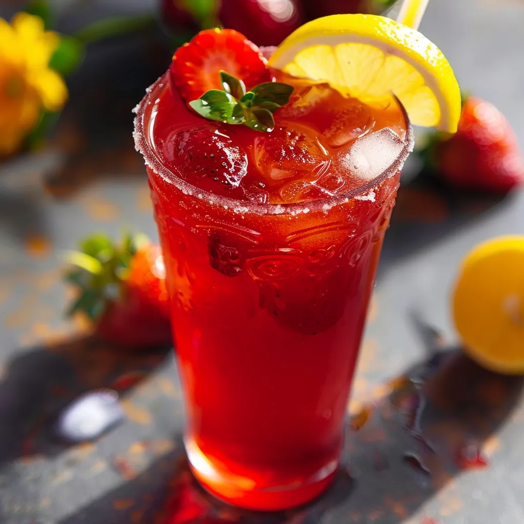 Fresh hibiscus strawberry drink