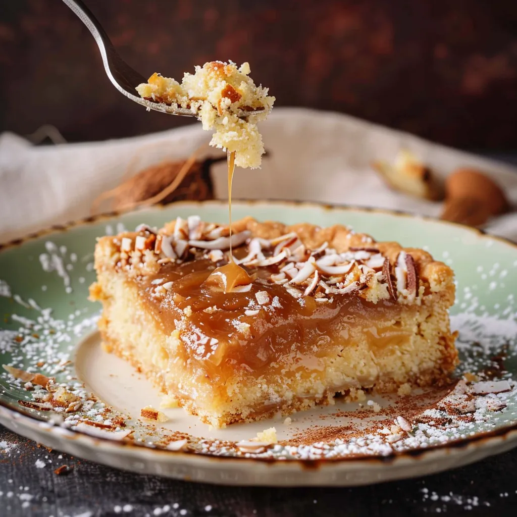 Dig into this luscious caramel coconut tart