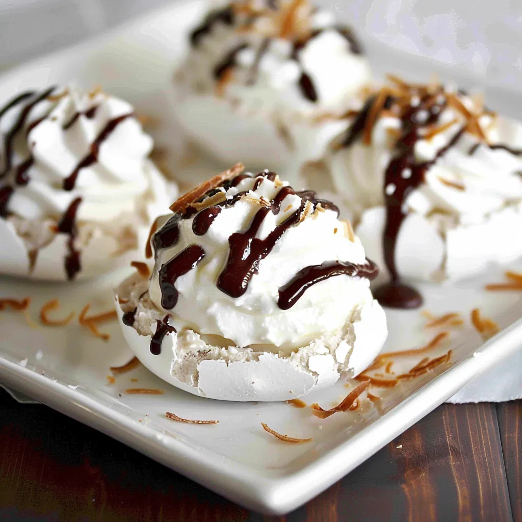 Rich coconut pavlovas