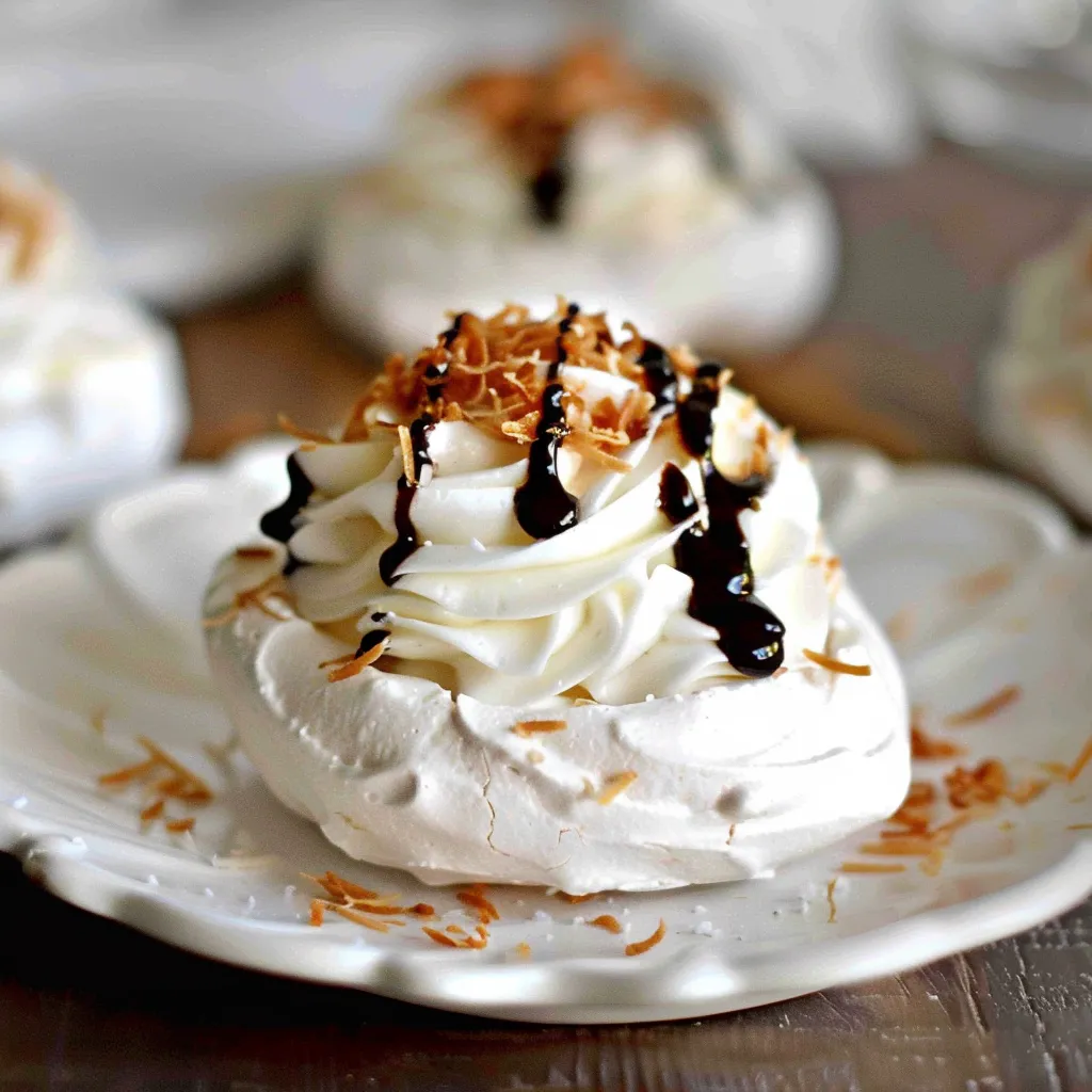 Fancy mini coconut pavlova nests
