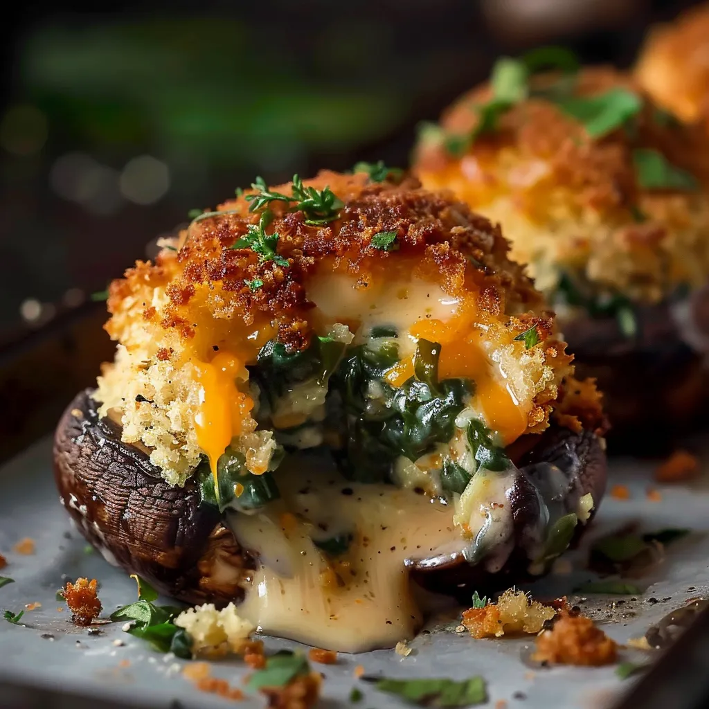 Crispy stuffed mushrooms