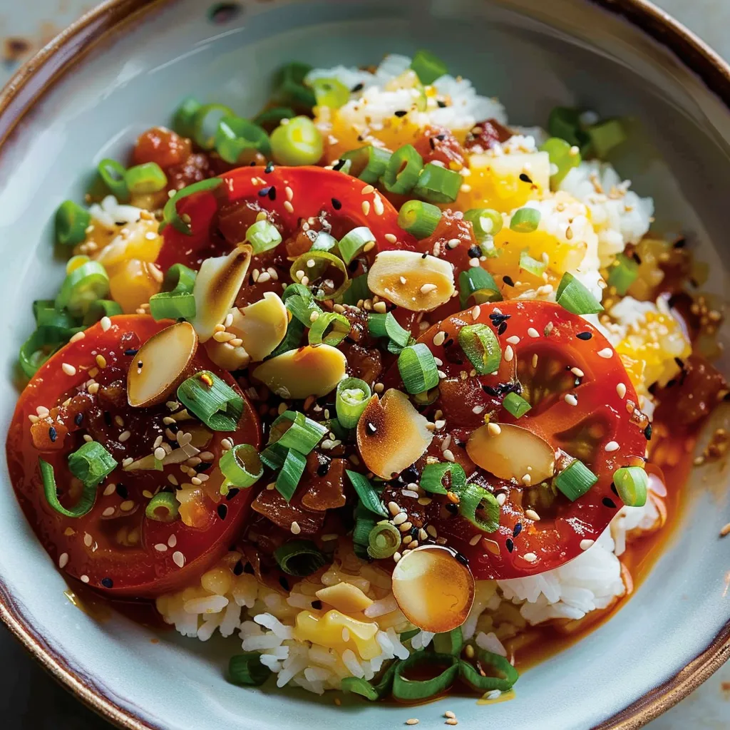 Tamari tomatoes with crispy rice