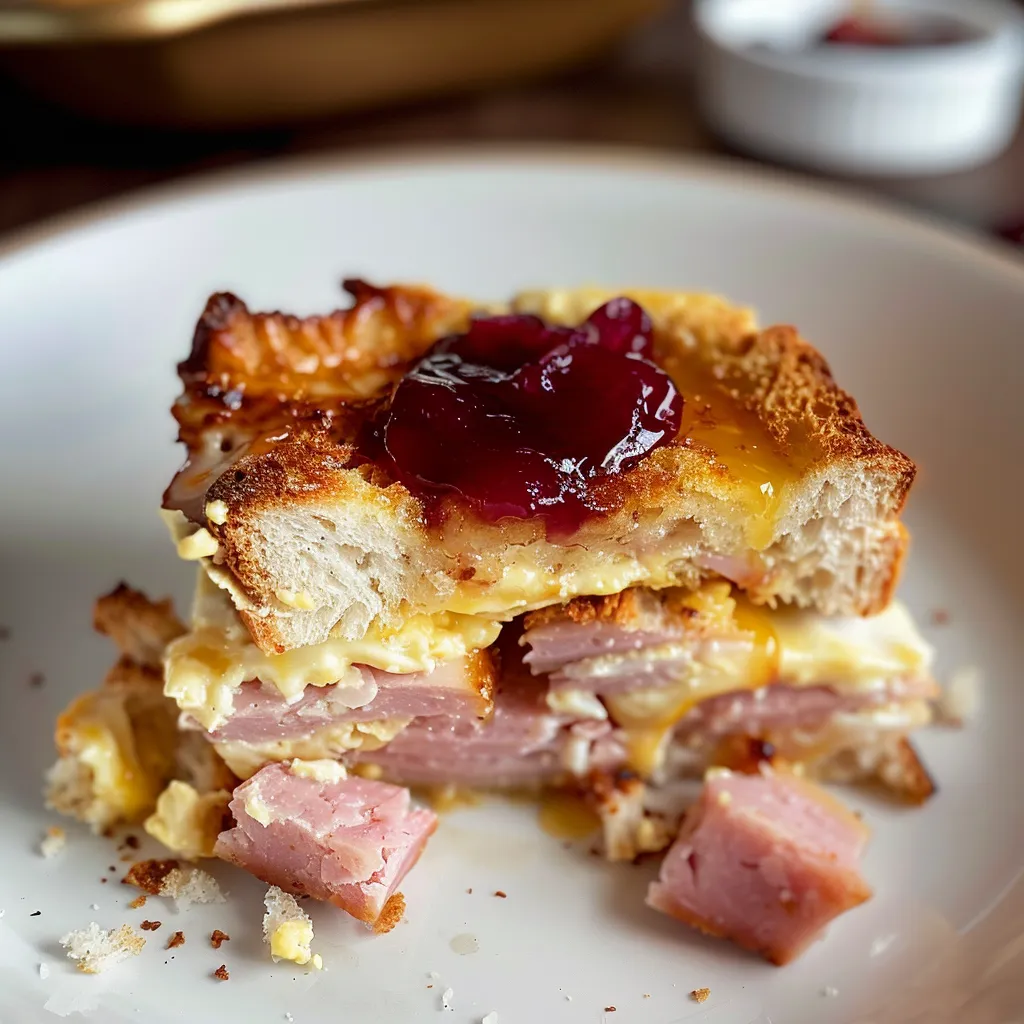 Cheesy golden-baked Monte Cristo casserole