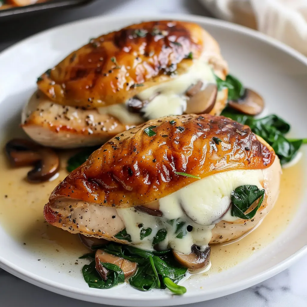 Stuffed chicken with mushrooms and spinach