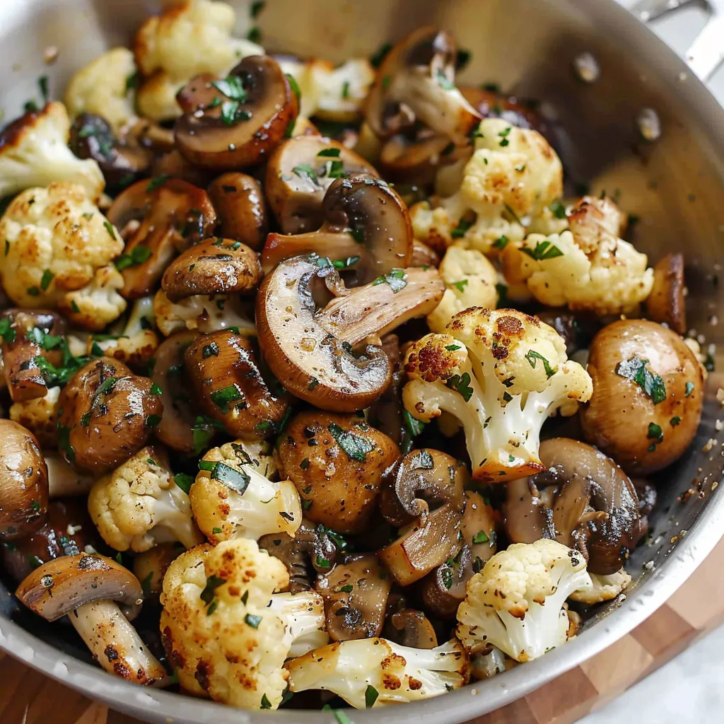 Garlic mushrooms and sautéed cauliflower