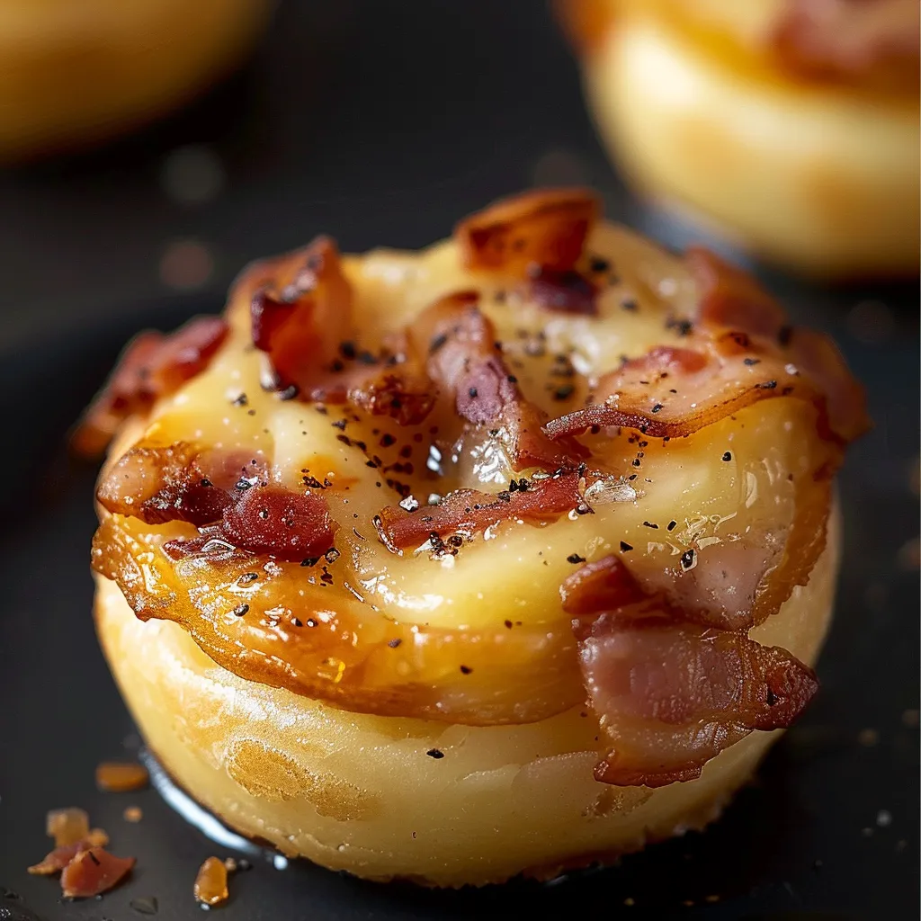 Golden, crispy lardon and comté bites looking delicious on a tray