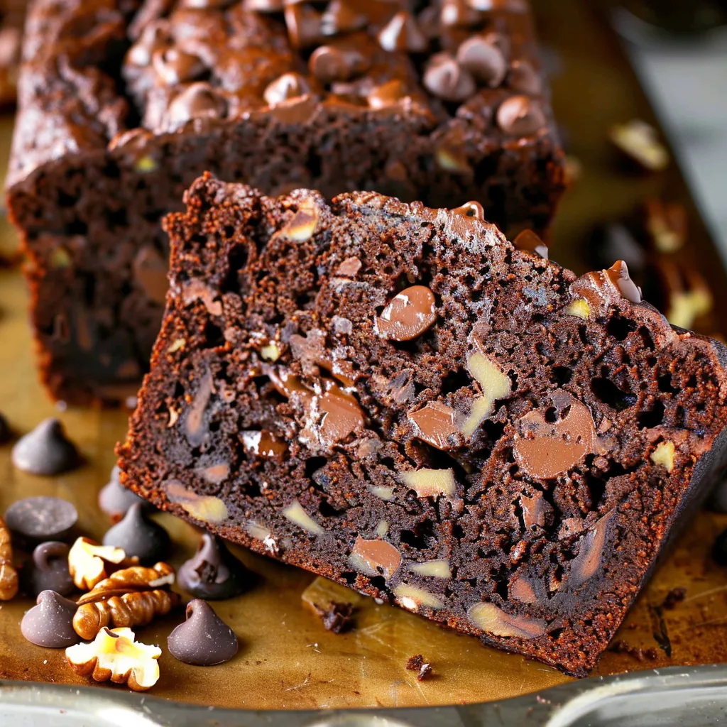 Soft chocolate banana loaf with walnuts