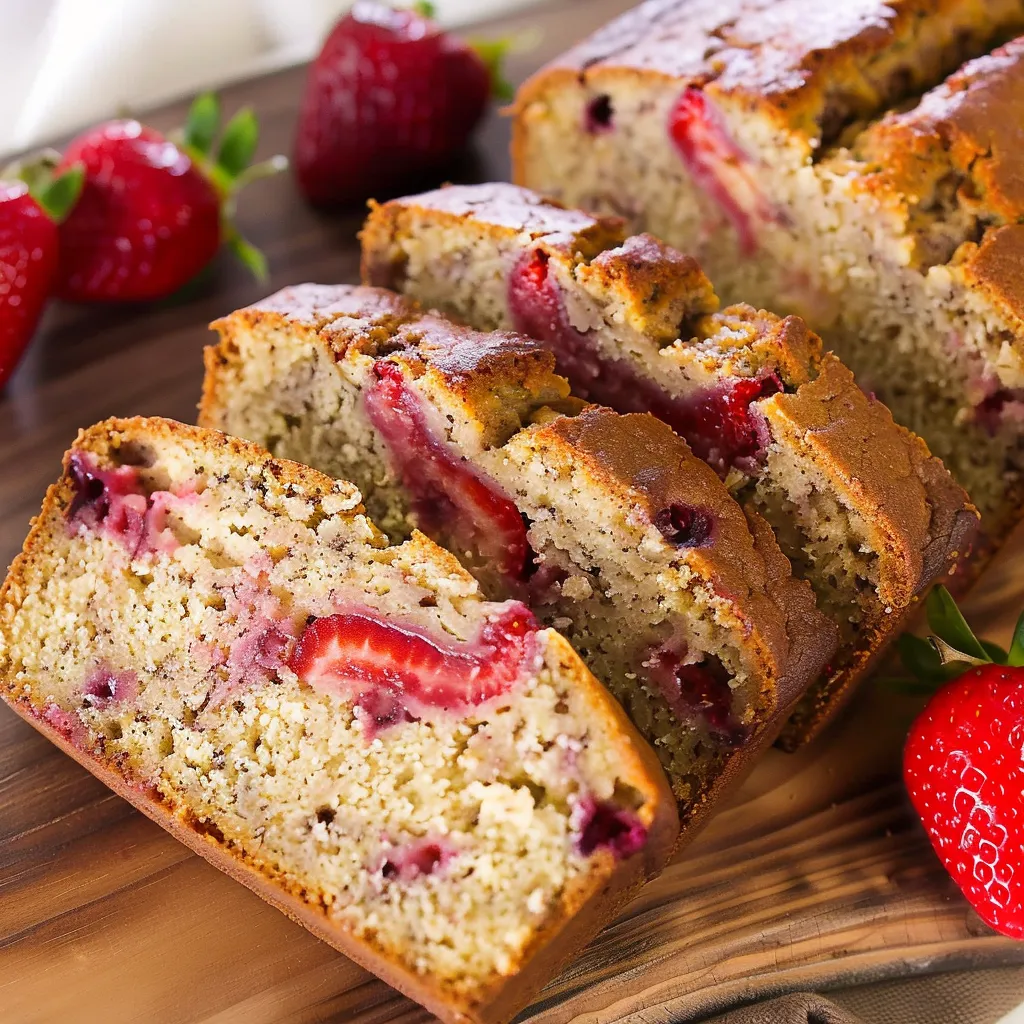 Soft strawberry banana loaf