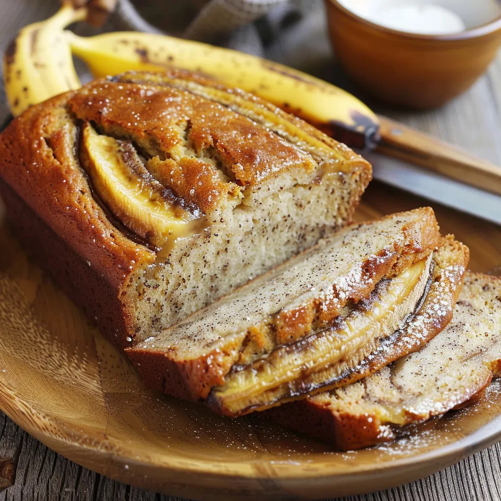 Homemade banana bread loaf