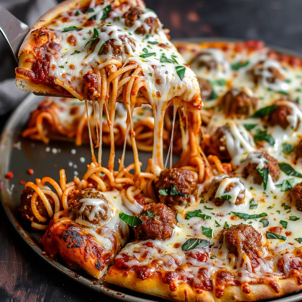 Savory Spaghetti-Meatball Pizza