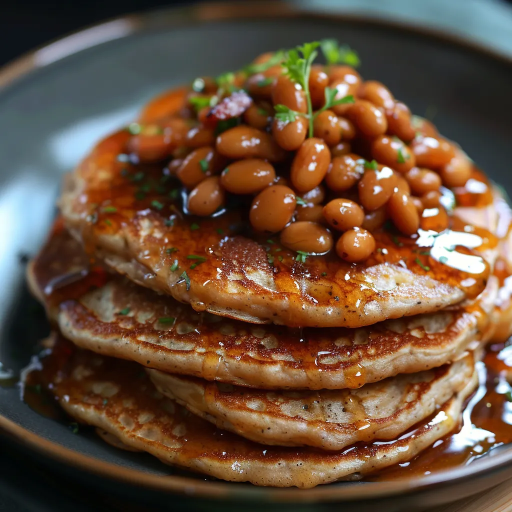 Buckwheat pancakes with baked beans