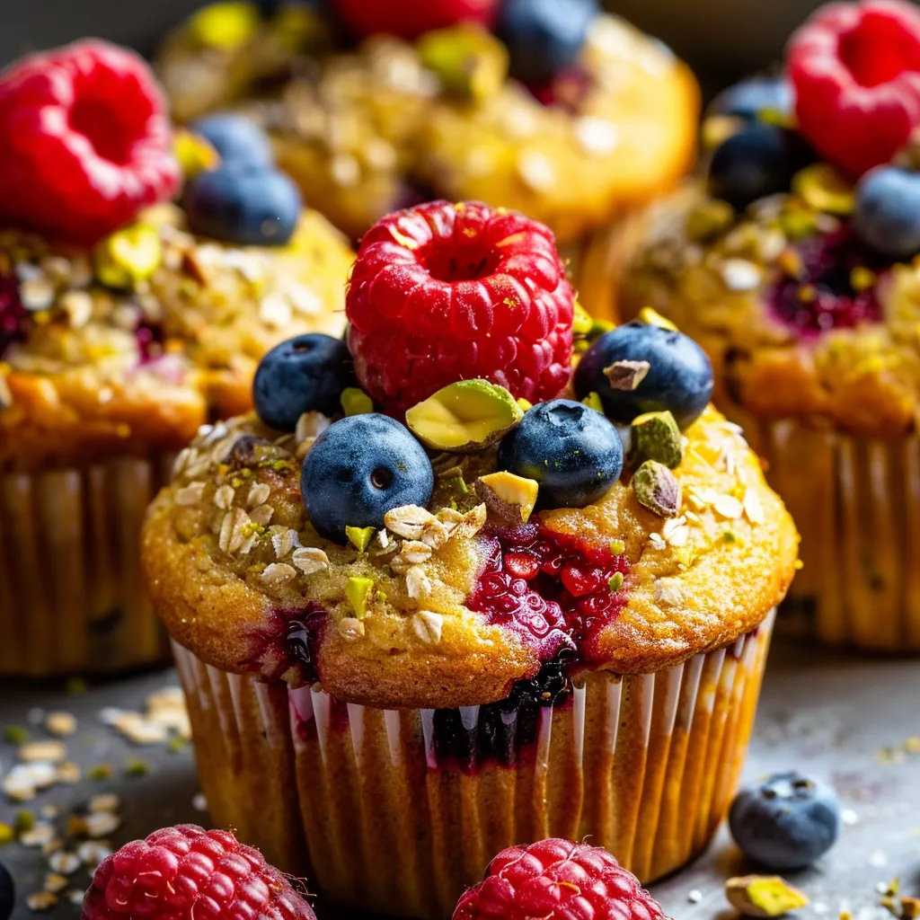 Tasty berry oat muffins