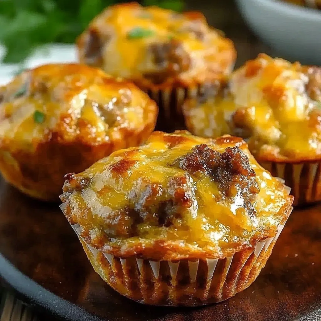 A plate of muffins with cheese and meat.