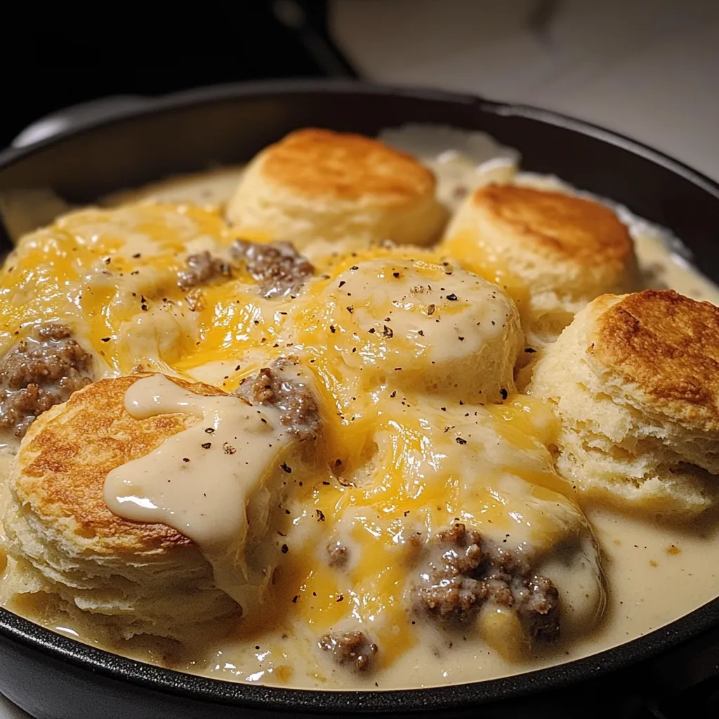 Biscuits Gravy Cheese Bake