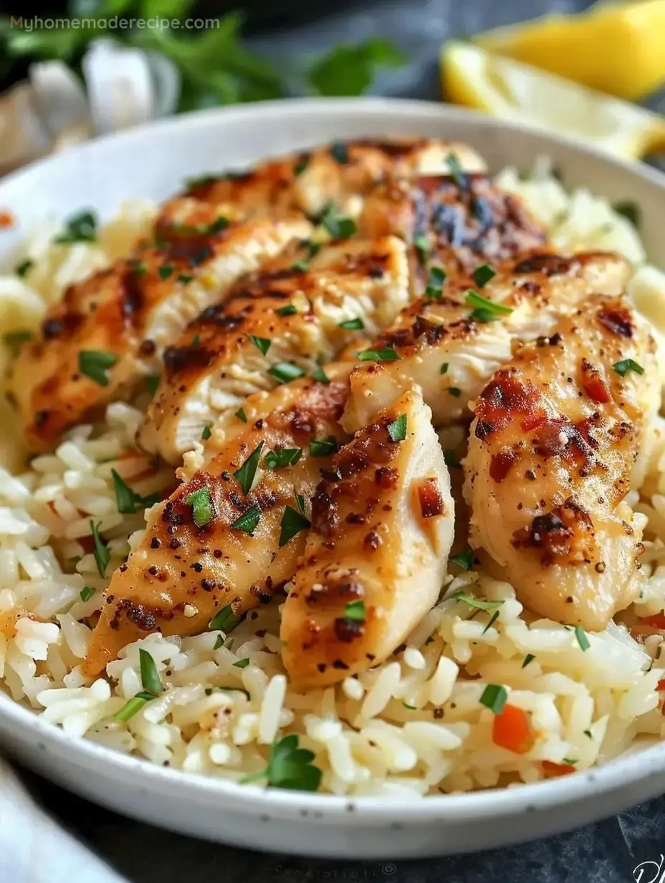 Garlic Chicken Scampi Parmesan Rice
