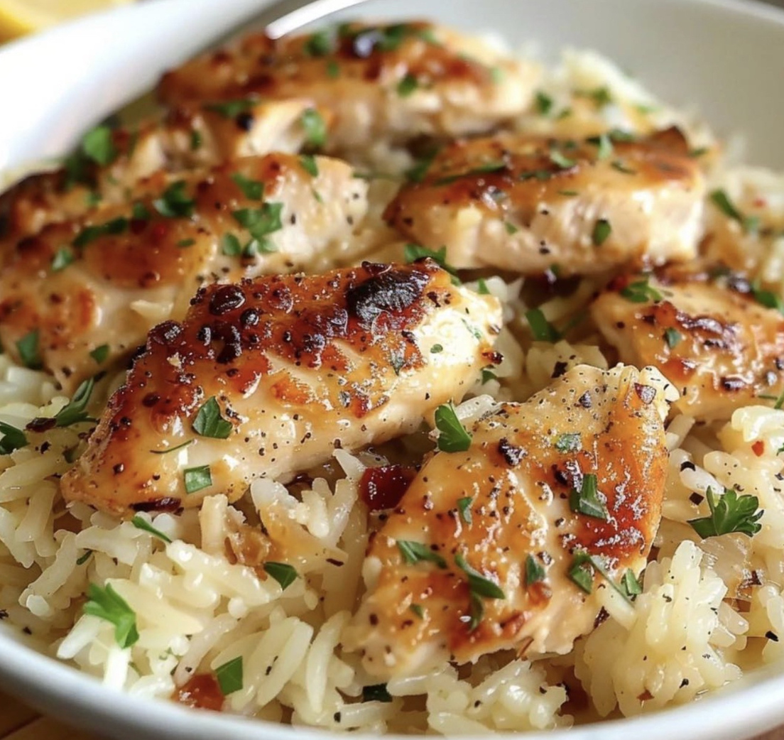 Chicken Scampi With Garlic Parmesan Rice