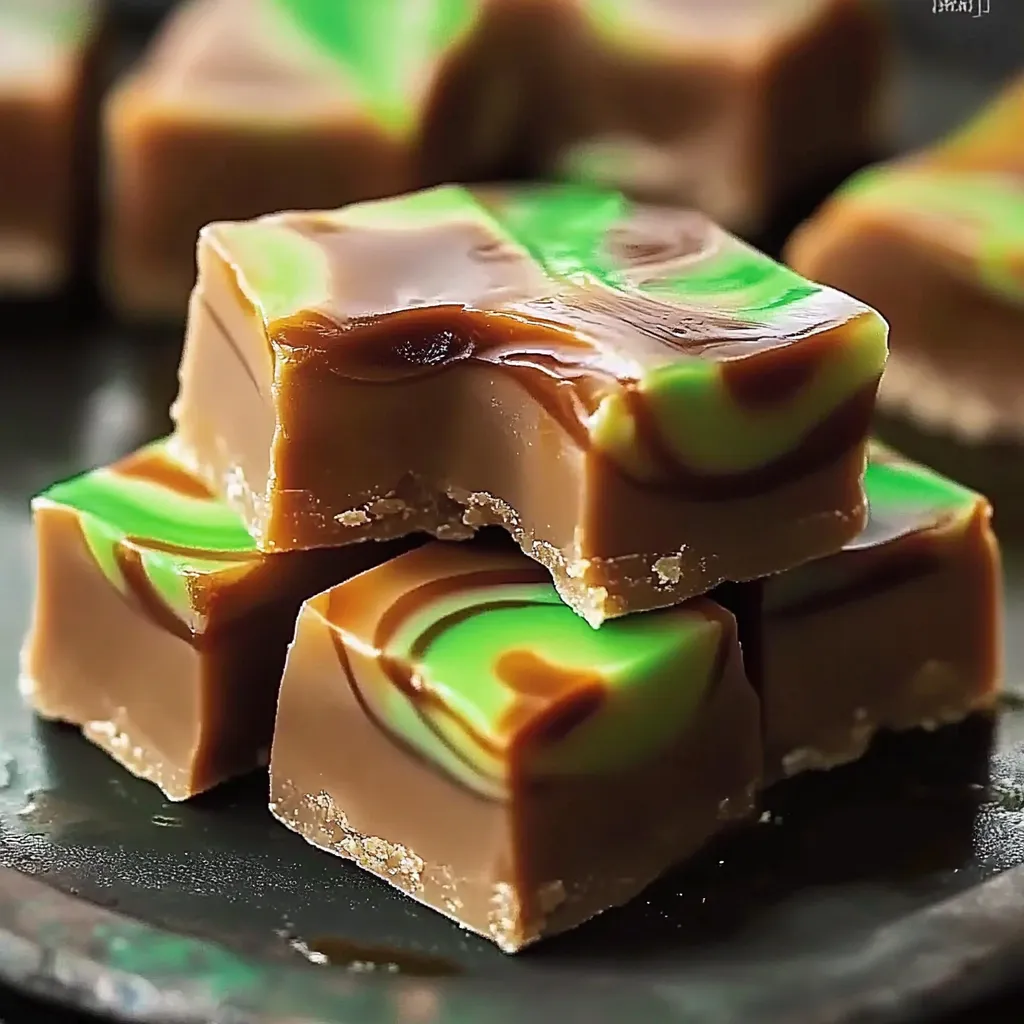 A stack of brown and green candy bars.