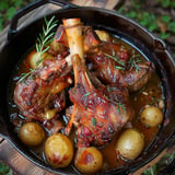 Honey and rosemary lamb shank with thyme