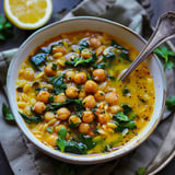 Turmeric Soup with Chickpeas, Orzo, and Spinach