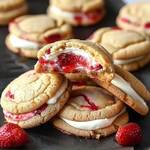 Cheesecake-Filled Cookies with Strawberries