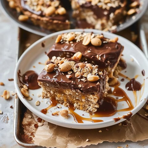 Homemade Snickers that are vegan, no-bake, and free of refined sugar (gluten-free option available)