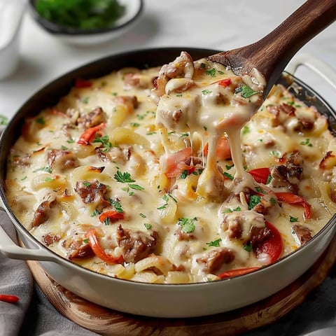 Cheesy baked casserole with beef